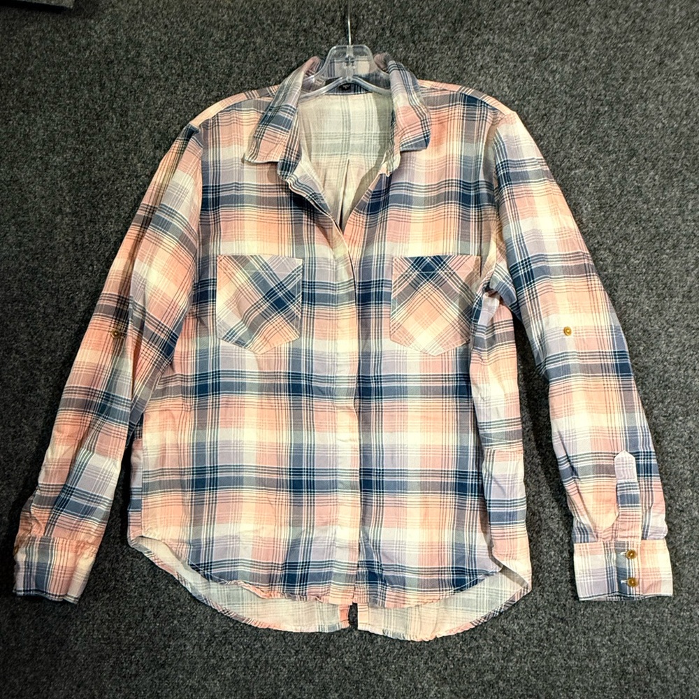 Velvet Heart Pink and Blue Plaid Button Down Shirt